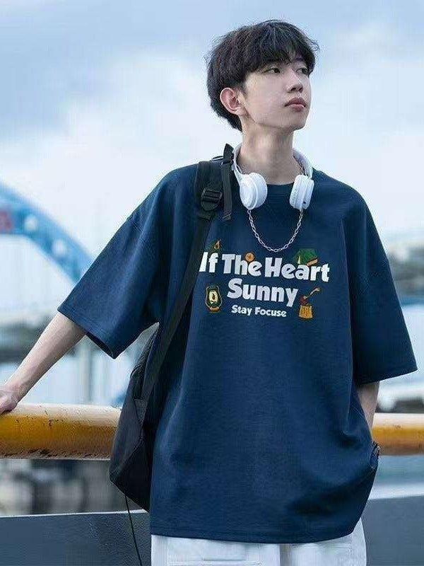 Men’s Trendy Letter T-Shirt – Summer Loose Casual Top