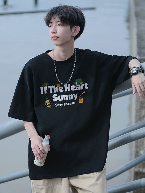 Men’s Trendy Letter T-Shirt – Summer Loose Casual Top