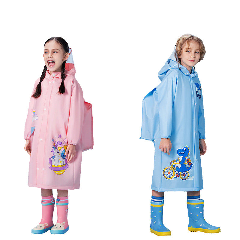Cute Cartoon Kids' Raincoat with Backpack Space
