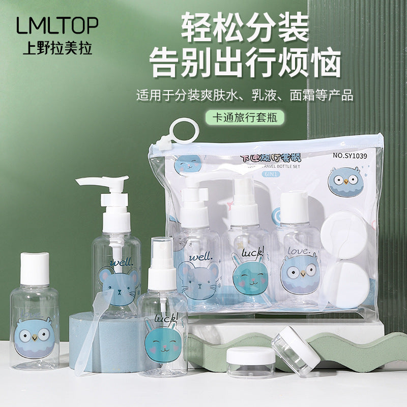 Lmltop 6-Pc Cartoon Travel Set | 75ml Spray & Lotion