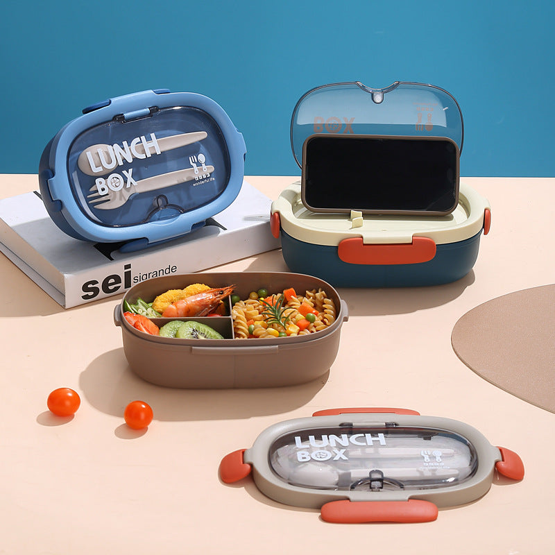 Oval Simple Lunch Box Set With Water Cup Compartment Portable