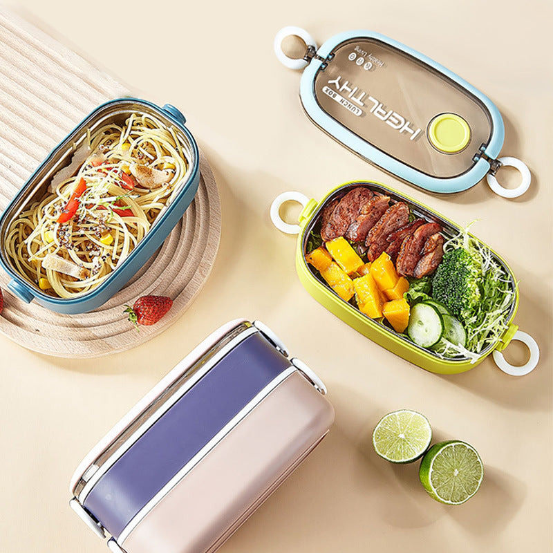 Japanese Stainless Steel Double Layer Lunch Box With Tableware