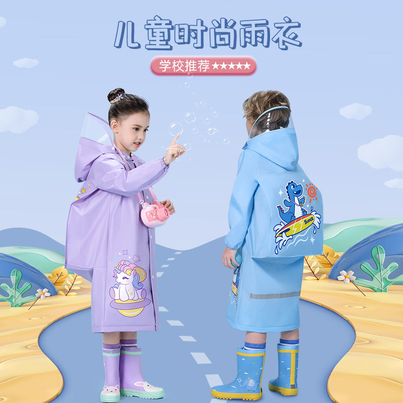 2026 3D Cartoon Kids' Raincoat: Thickened EVA School Edition