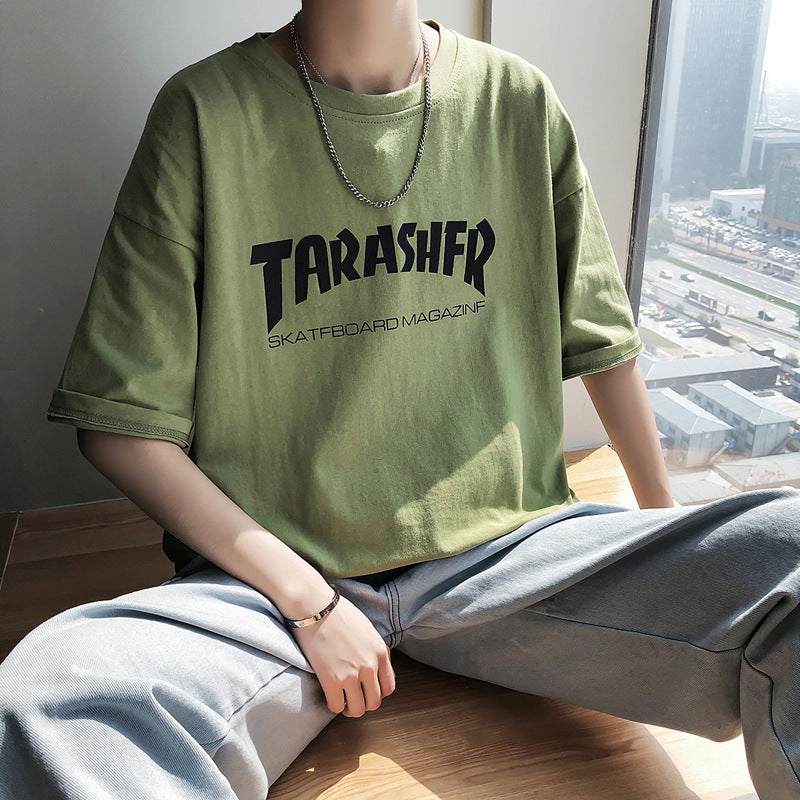 Men’s Summer Letter T-Shirt – Hong Kong Loose Trendy Fit