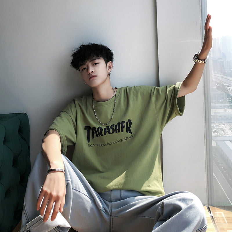 Men’s Summer Letter T-Shirt – Hong Kong Loose Trendy Fit
