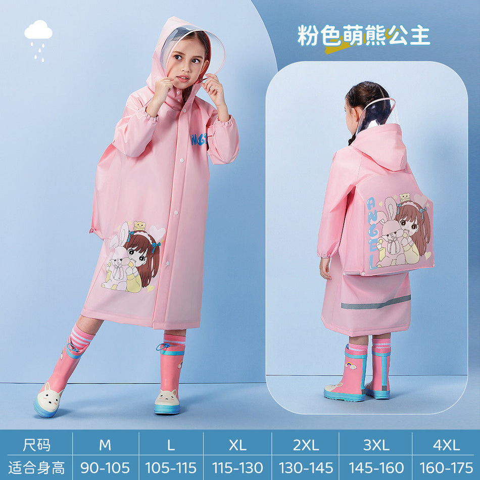 2026 3D Cartoon Kids' Raincoat: Thickened EVA School & Hiking