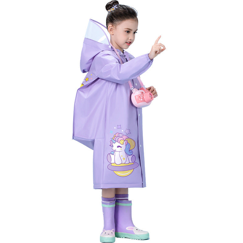 2026 3D Cartoon Kids' Raincoat: Thickened EVA School & Hiking