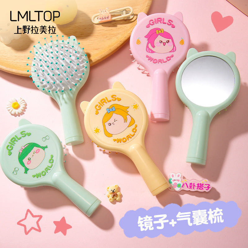 Lamela Cartoon Air Bag Mirror Comb | Portable Hair Brush