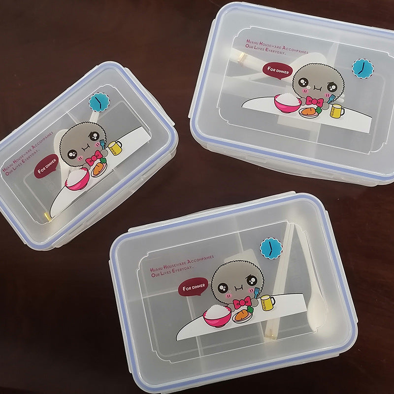 Rectangular Compartment Lunch Box With Cutlery Microwave Safe