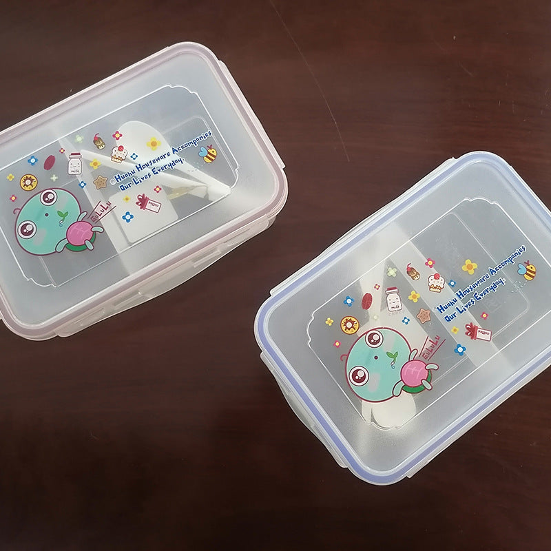 Rectangular Compartment Lunch Box With Cutlery Microwave Safe
