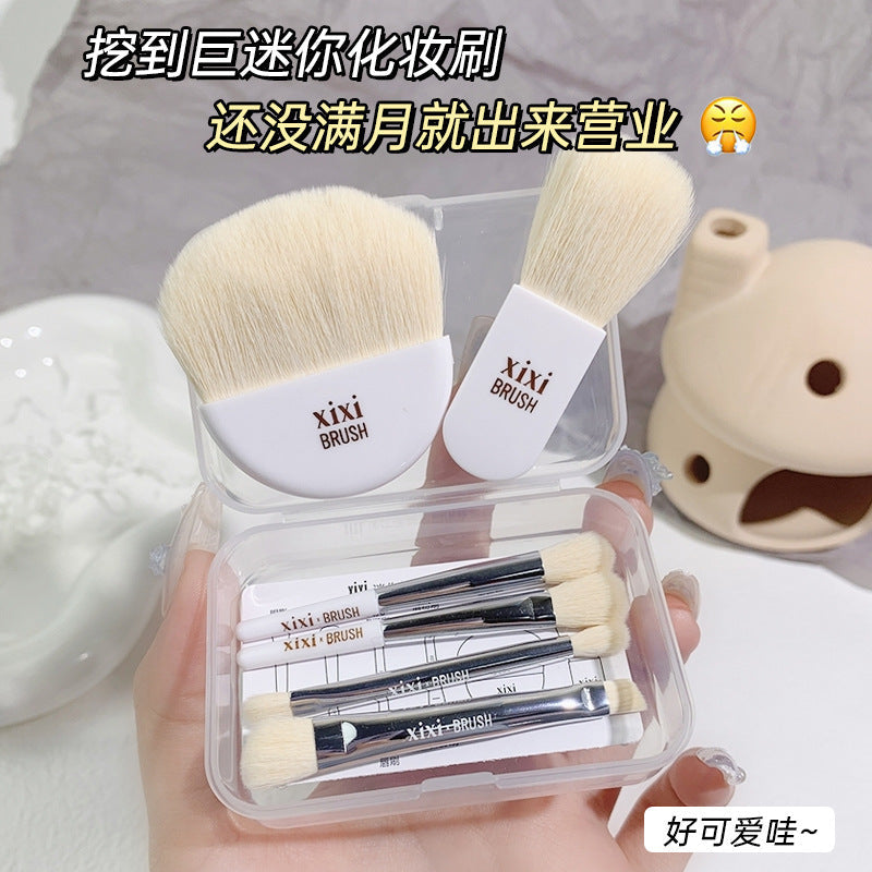 Xixi 6-Pc Mini Makeup Brush Set | Soft Animal Hair Kit