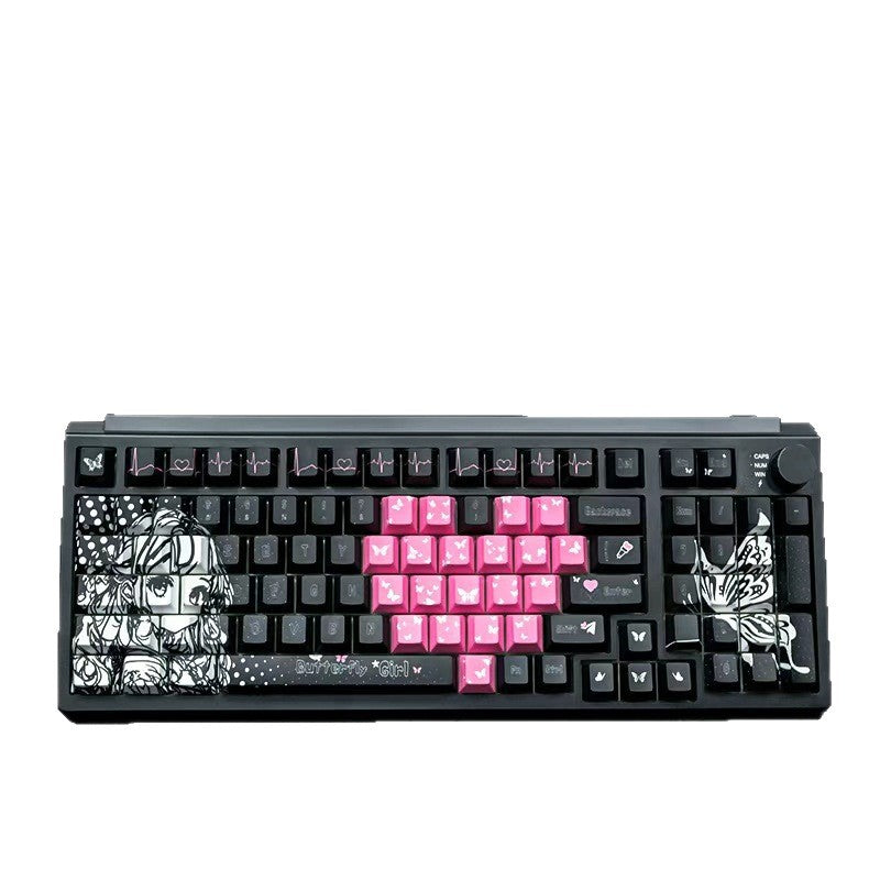 Titanium Peach Heart Girl Mechanical Keyboard with Three Modes