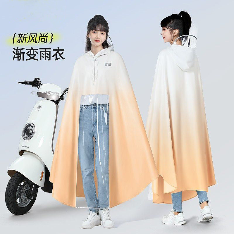 Gradient Fashion Full-Body Anti-Storm E-Bike Raincoat