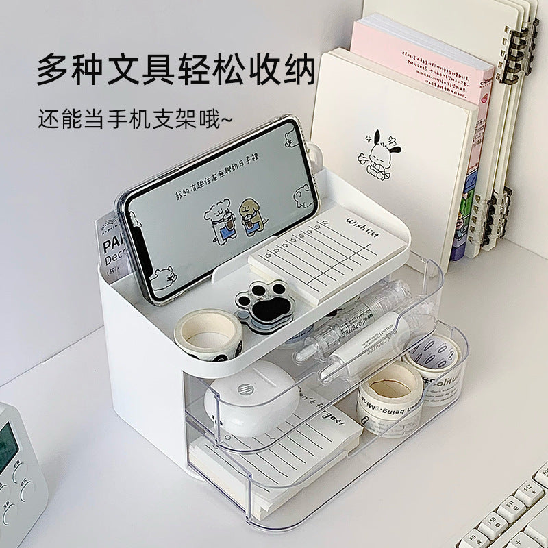 Space Saving Desktop Storage Box Cosmetics Dorm Stationery Rack