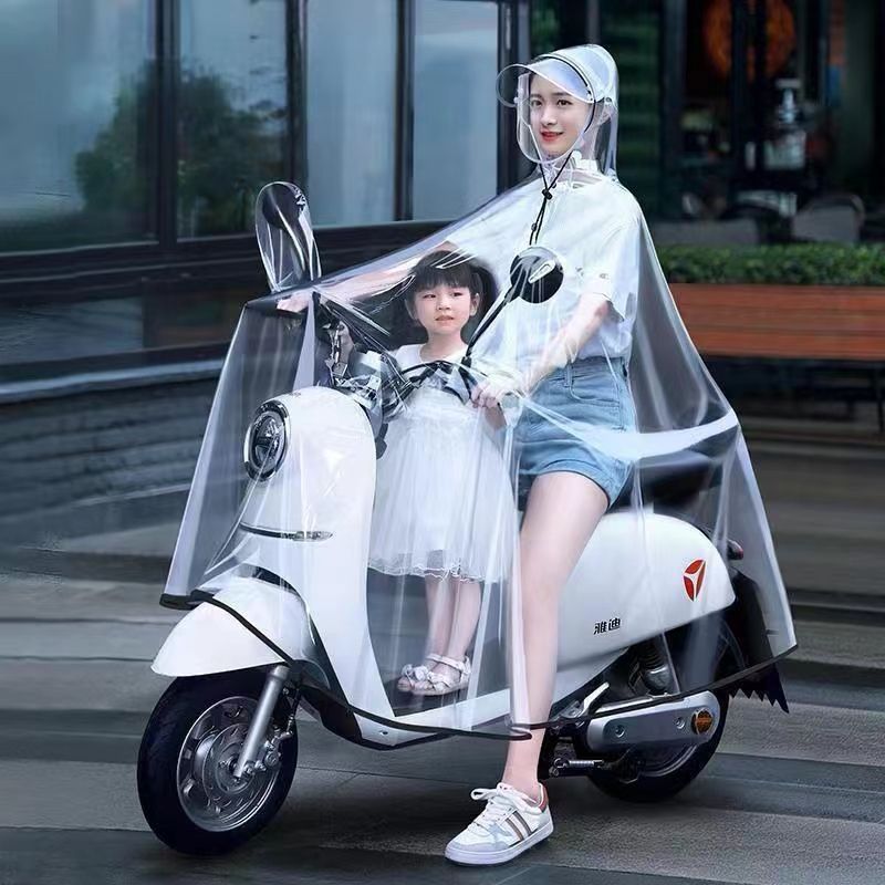 Transparent Parent-Child E-Bike Raincoat – Anti-Storm