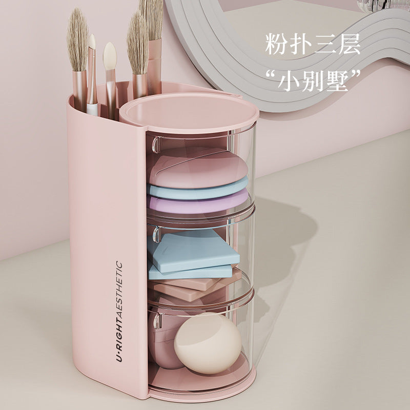 Acrylic Rotating Beauty Egg Puff Storage Box Cosmetic Organizer