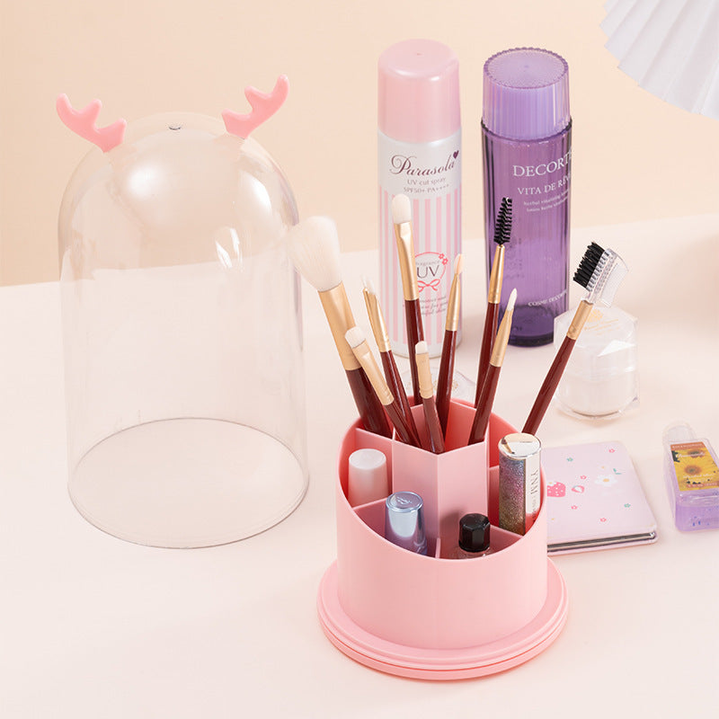 Large Capacity Rotating Dustproof Cosmetic Brush Storage Bucket