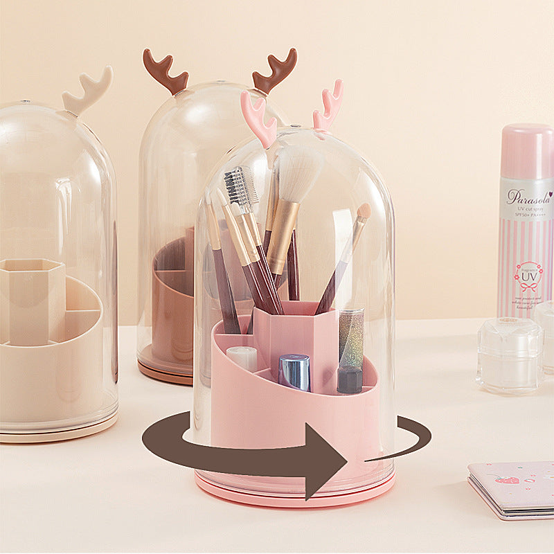 Large Capacity Rotating Dustproof Cosmetic Brush Storage Bucket