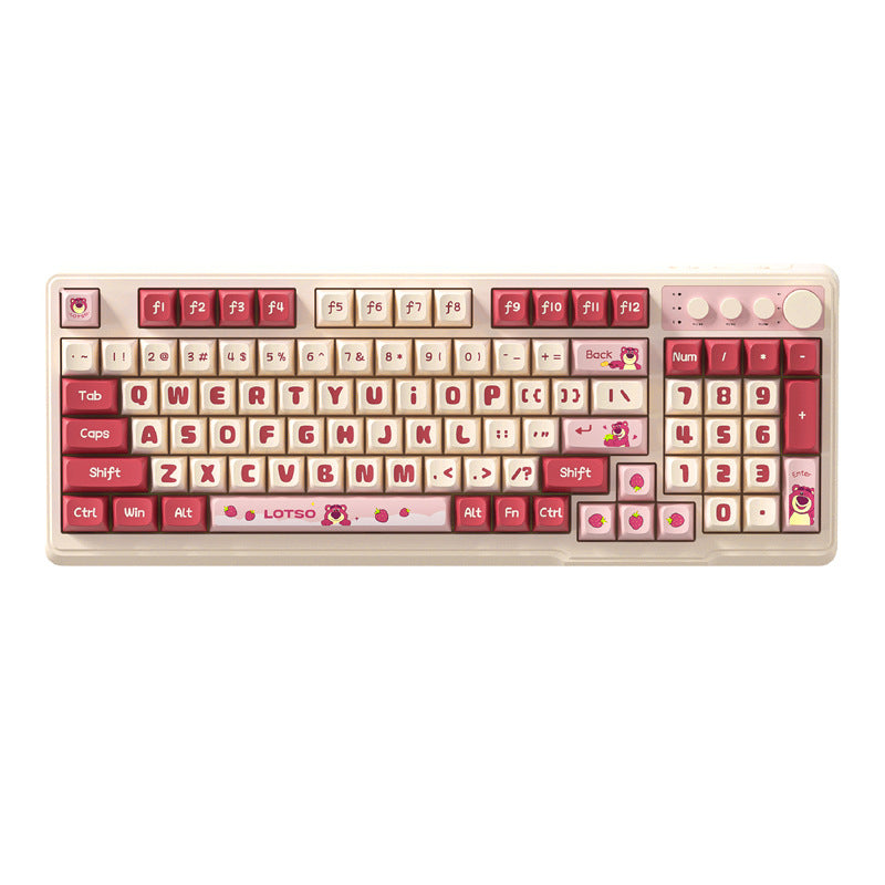 Cute Strawberry Bear Wireless Keyboard Mouse Set