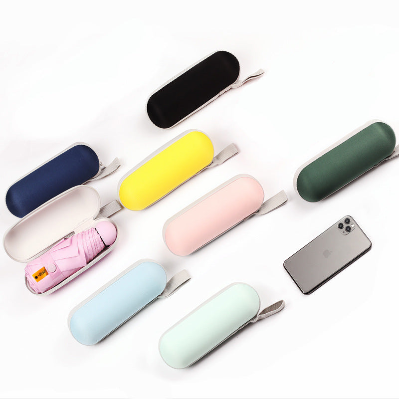 Folding Five Fold Mini Capsule Umbrella Dual Use Sun Rain UV