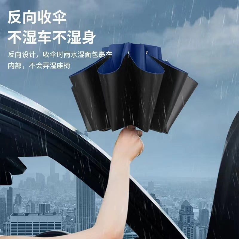 10-Bone Large Three-Fold Vinyl Sunny and Rainy Custom Umbrella
