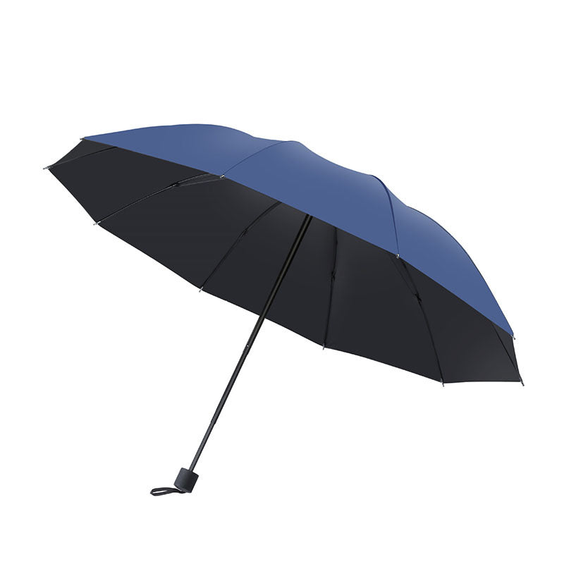 10-Bone Large Manual Three-Folding Business Black Sun Umbrella