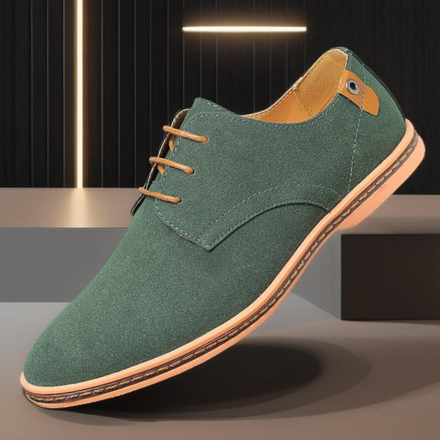 Men’s Casual Frosted Leather Lace-Up Shoes