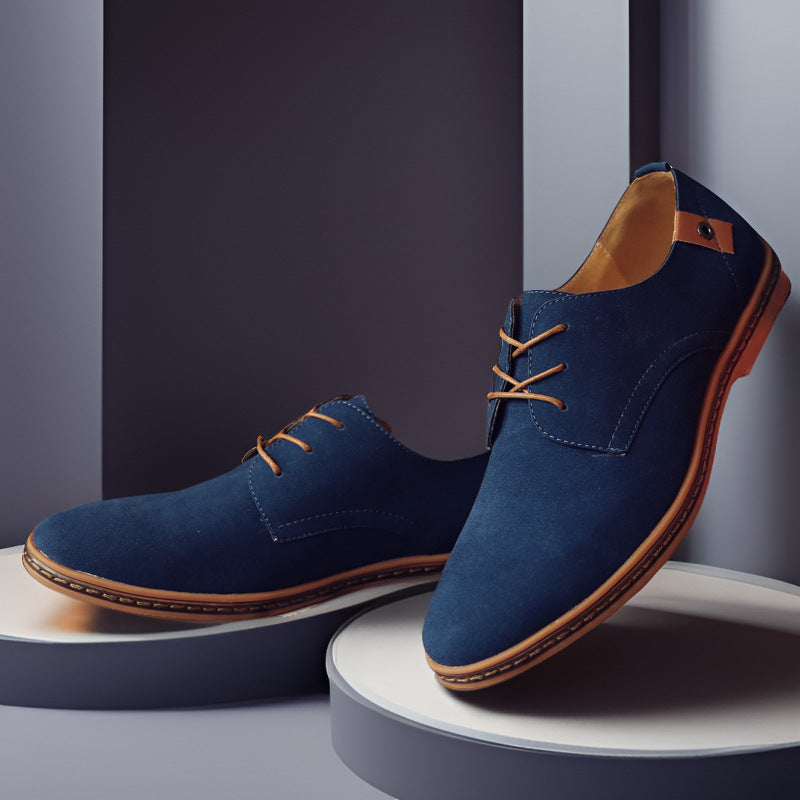 Men’s Casual Frosted Leather Lace-Up Shoes