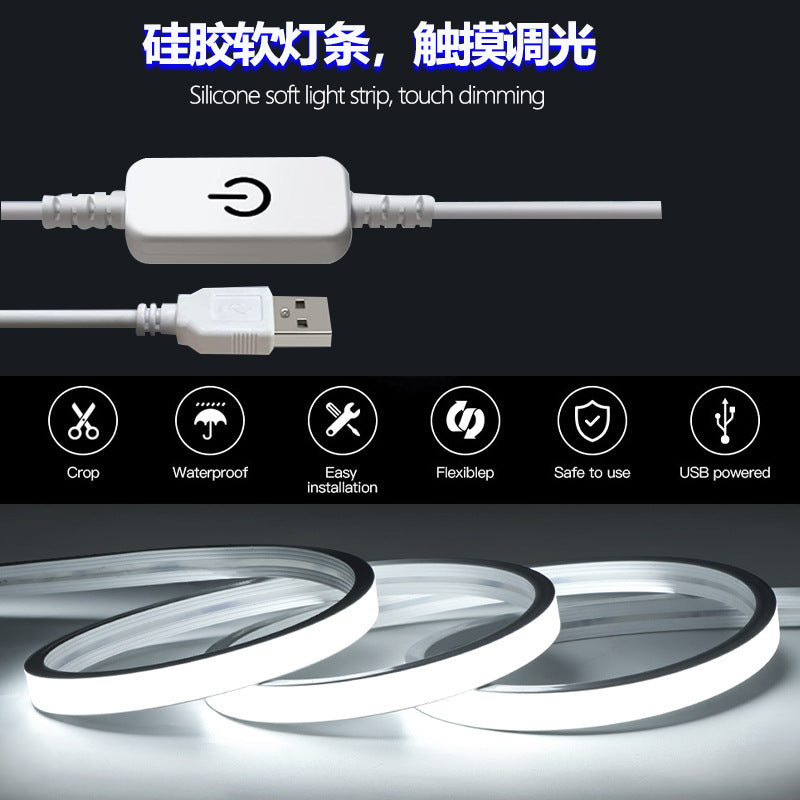 USB Neon Silicone LED Strip Waterproof Mirror Light
