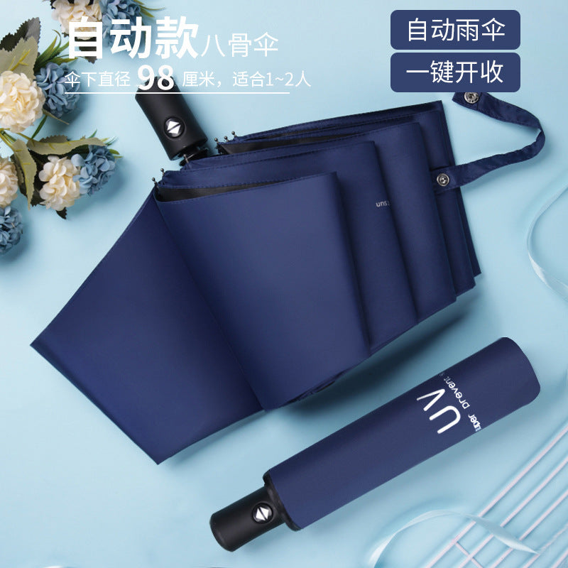 Automatic 8 Bone Black Glue UV Rain Dual-Use Custom Umbrella