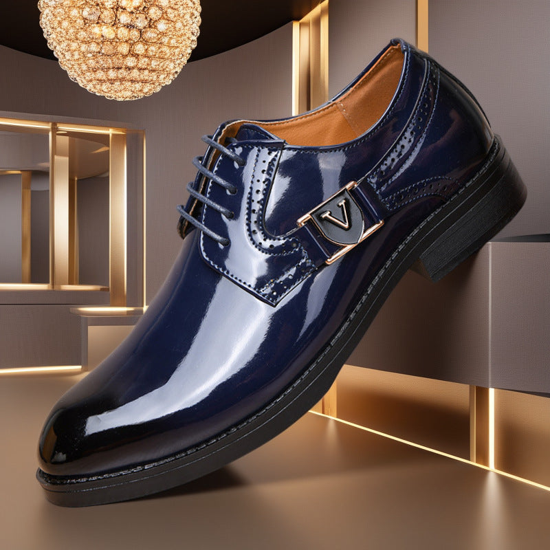 Men’s Glossy Pointed Patent Leather Shoes