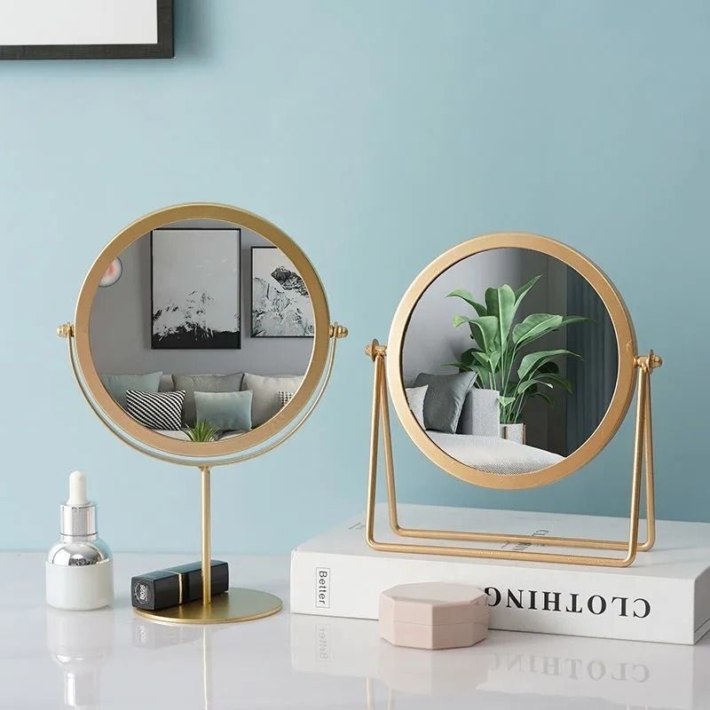 Scandinavian Round Iron Vanity Mirror | Modern Desktop