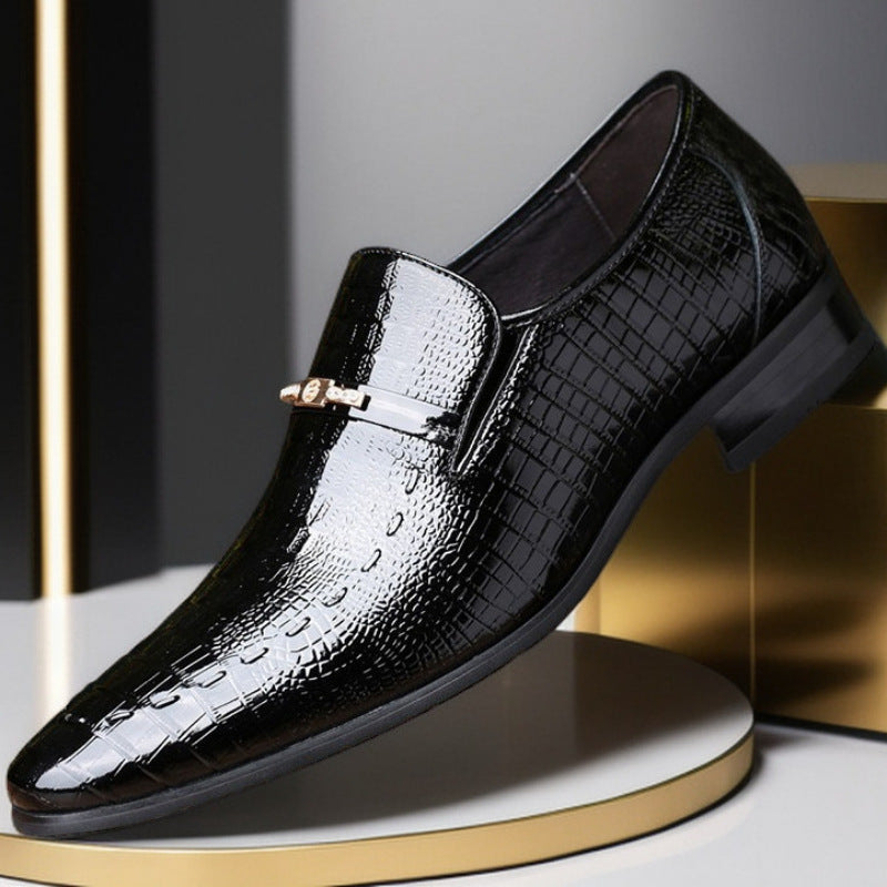 Men’s Crocodile Pattern Slip-On Leather Shoes