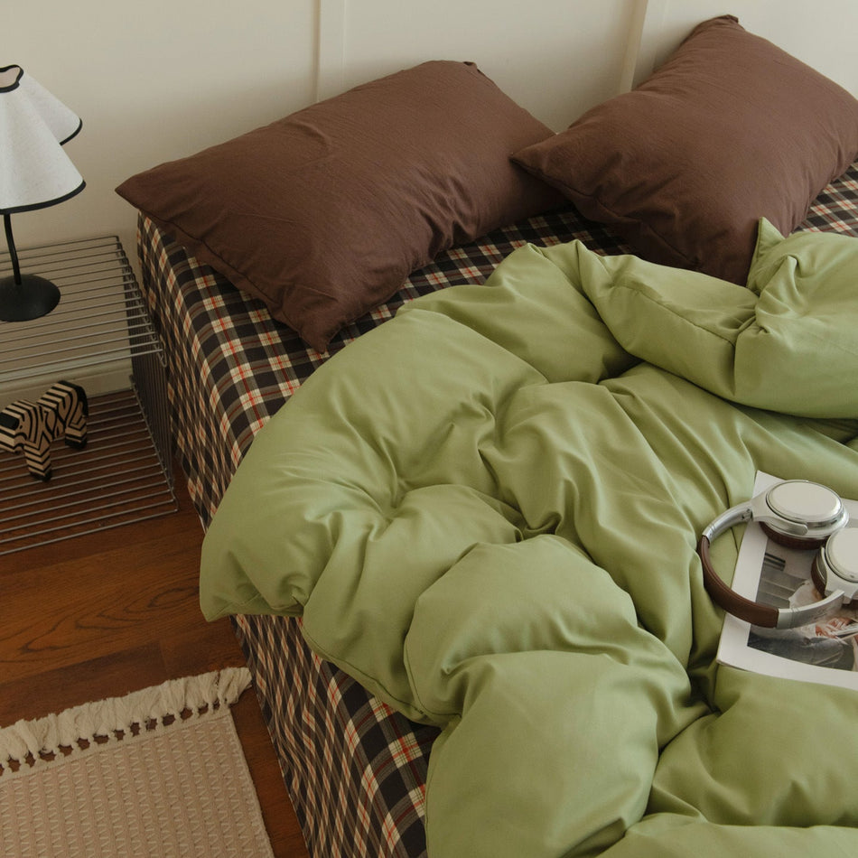Mix & Match Washed Cotton 4-Piece Bedding Set for Home & Dorm