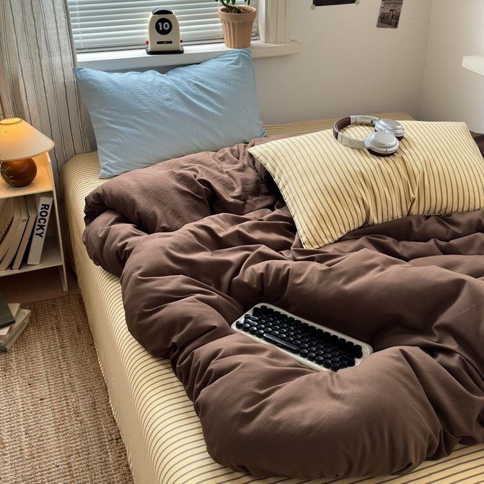 Mix & Match Washed Cotton 4-Piece Bedding Set for Home & Dorm
