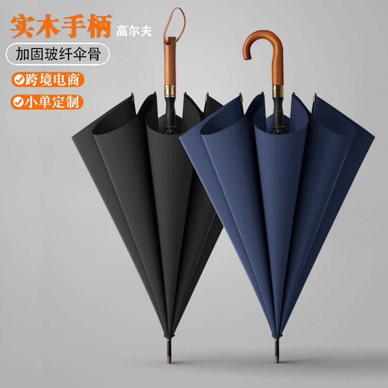 Log High-End Long Handle Large Double Business Gift Umbrella