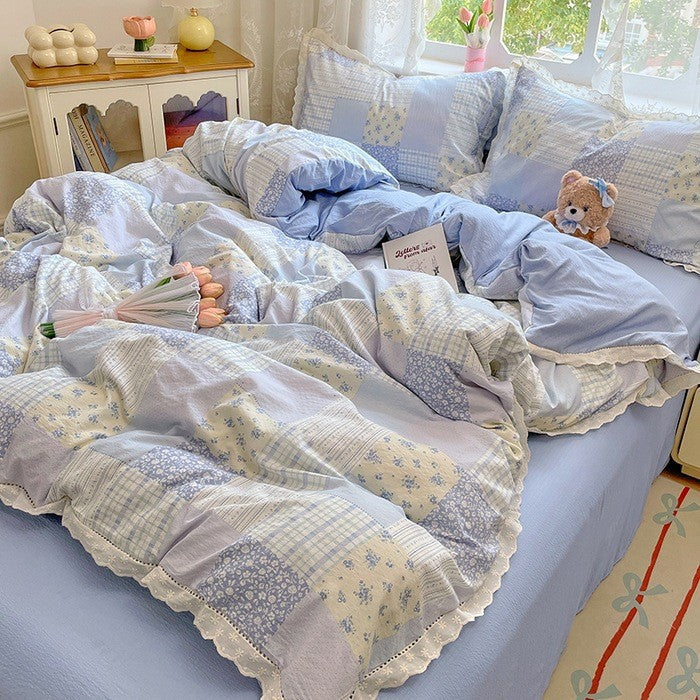A-Grade Double-Layer Gauze Cotton Lace Bedding Set