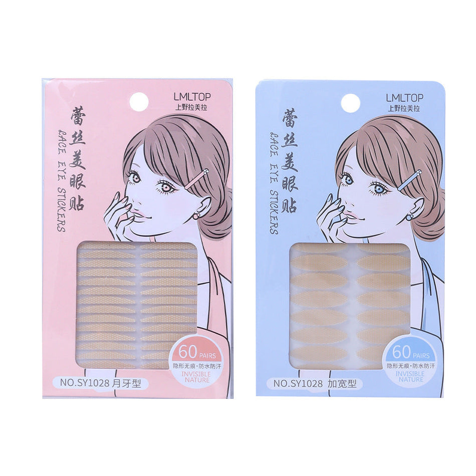 60-Pair Crescent Eyelid Stickers | Widened Invisible Lace