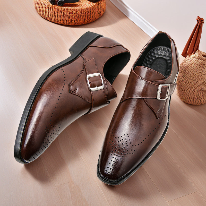 Men’s Retro Square Toe Leather Slip-On Shoes