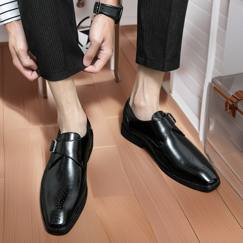 Men’s Retro Square Toe Leather Slip-On Shoes