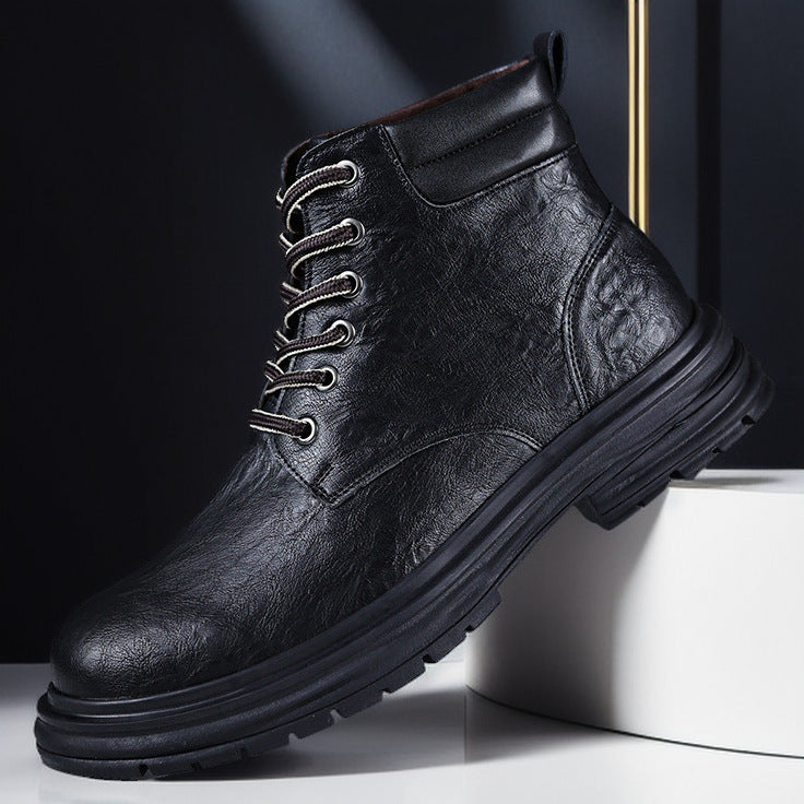 Men’s Lace-Up Platform Martin Boots Plus Size
