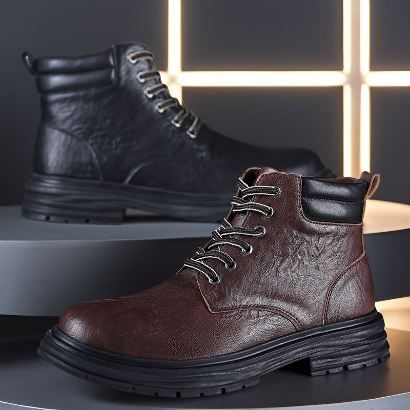 Men’s Lace-Up Platform Martin Boots Plus Size