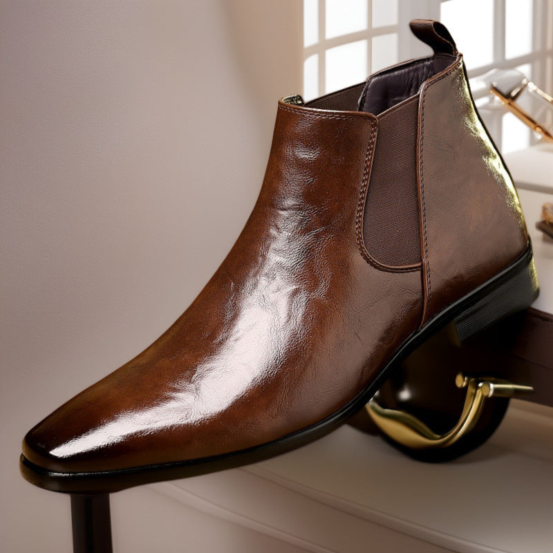 Men’s Pointed Chelsea Boots Litchi Pattern