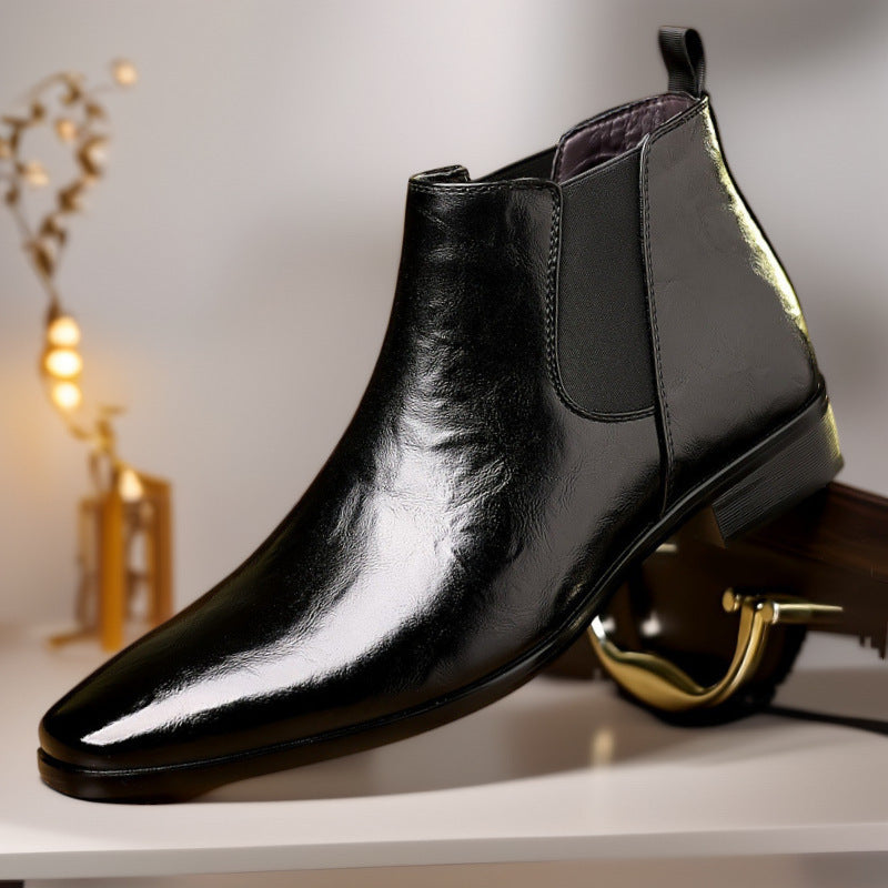 Men’s Pointed Chelsea Boots Litchi Pattern