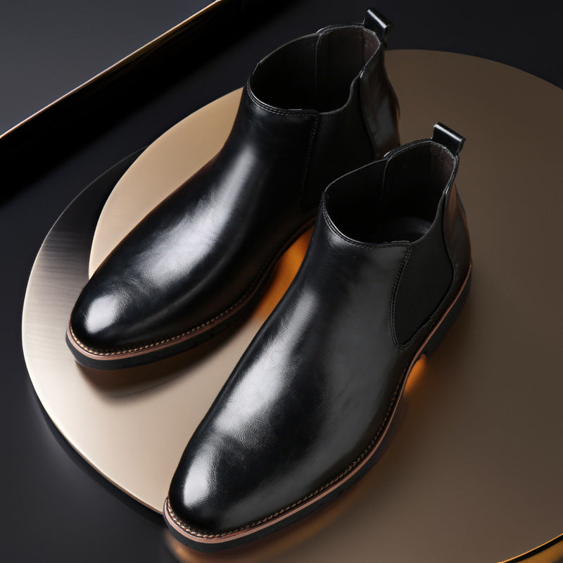 Men’s Chelsea Leather Boots Slip-On Plus Size