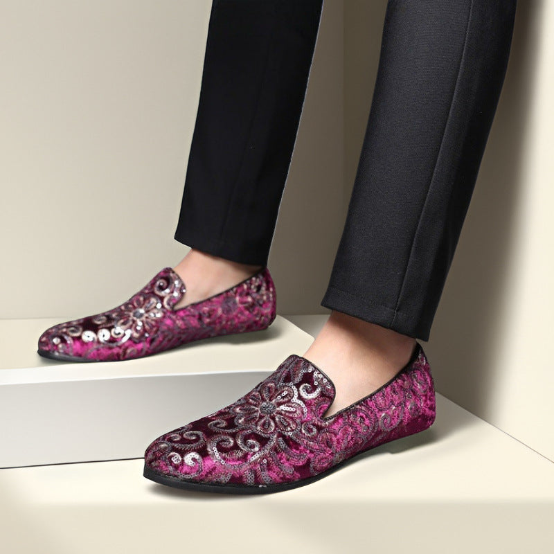 Men’s Sequin Casual Slip-On Shoes Plus Size