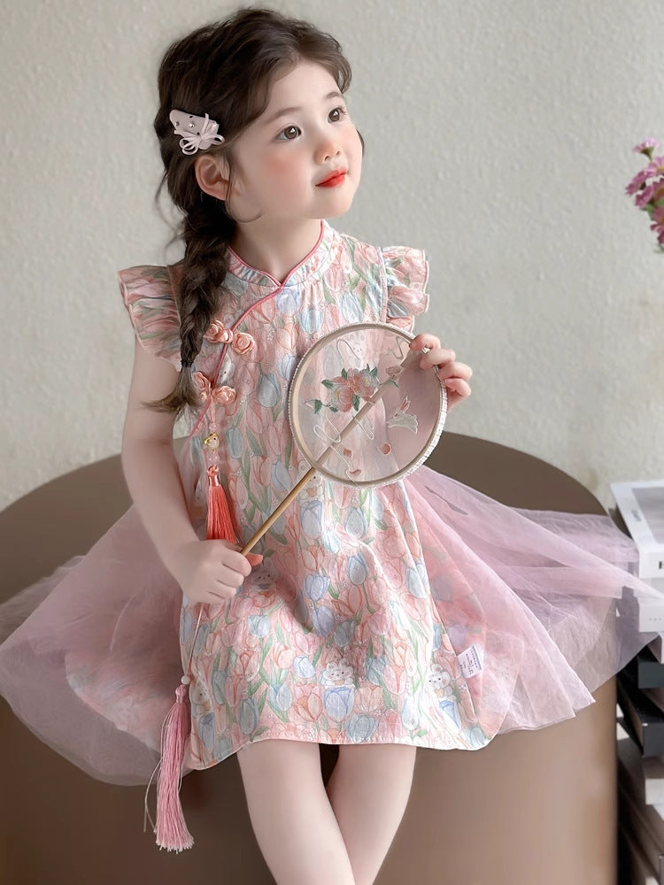 2026 Girls Summer Princess Cheongsam Dress