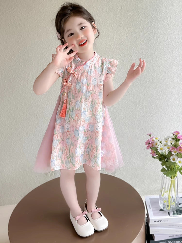 2026 Girls Summer Princess Cheongsam Dress