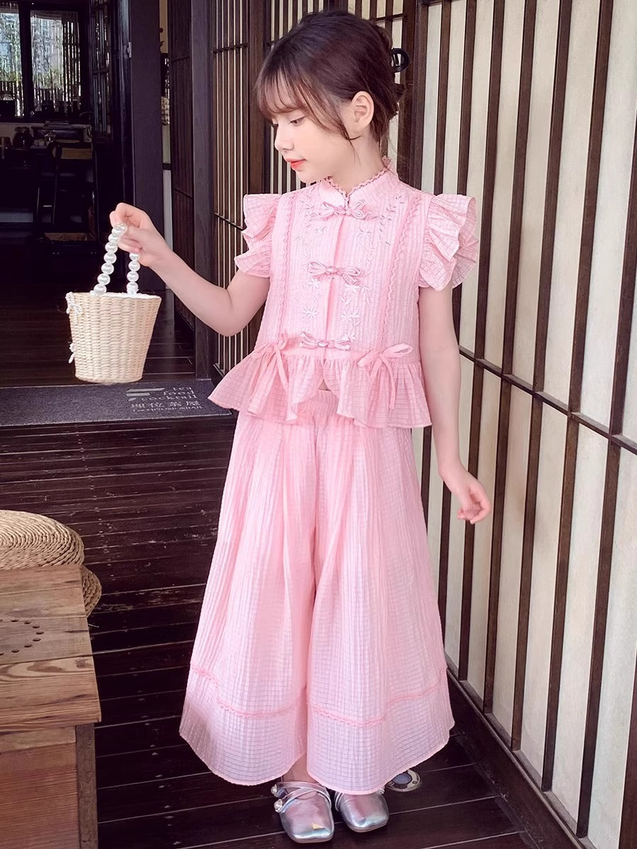 2026 Girls Chinese Style Summer Two-Piece Set