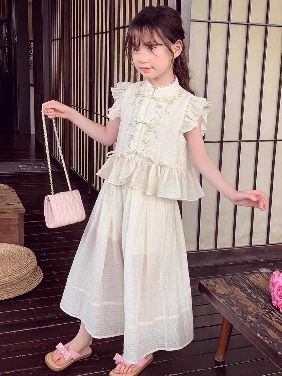 2026 Girls Chinese Style Summer Two-Piece Set